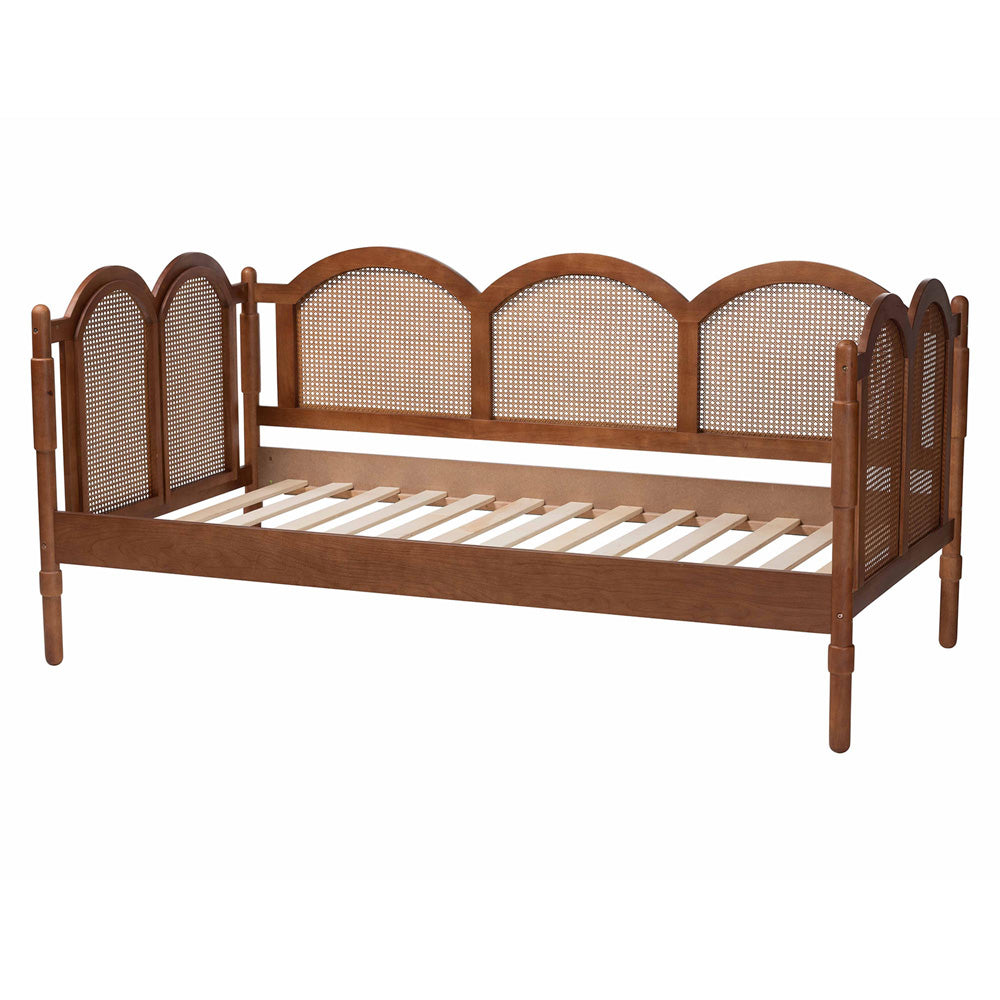 Baxton Studio - Carmiya Twin Size Daybed in Walnut Brown/Light Brown - MG0211-Walnut Rattan-Daybed-Twin view 3