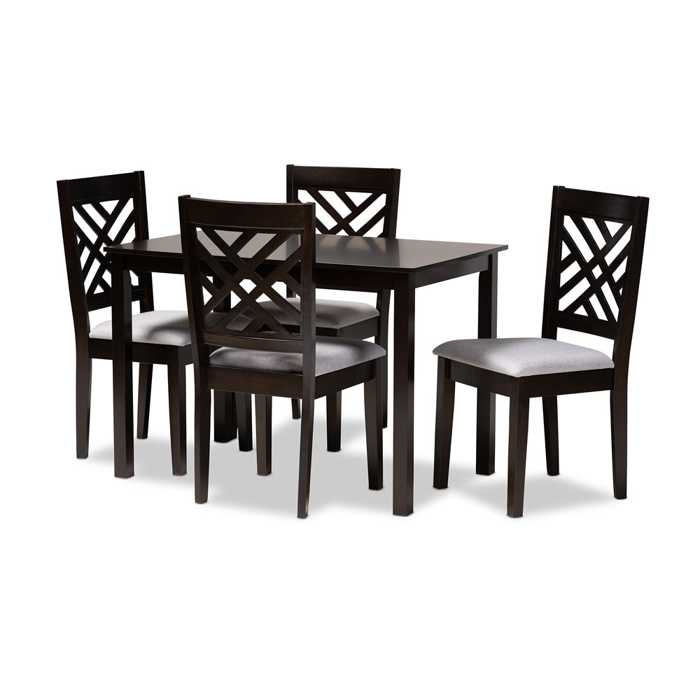Baxton Studio - Caron Dining Set in Gray/Espresso - RH317C-Grey/Dark Brown-5PC Dining Set view 1