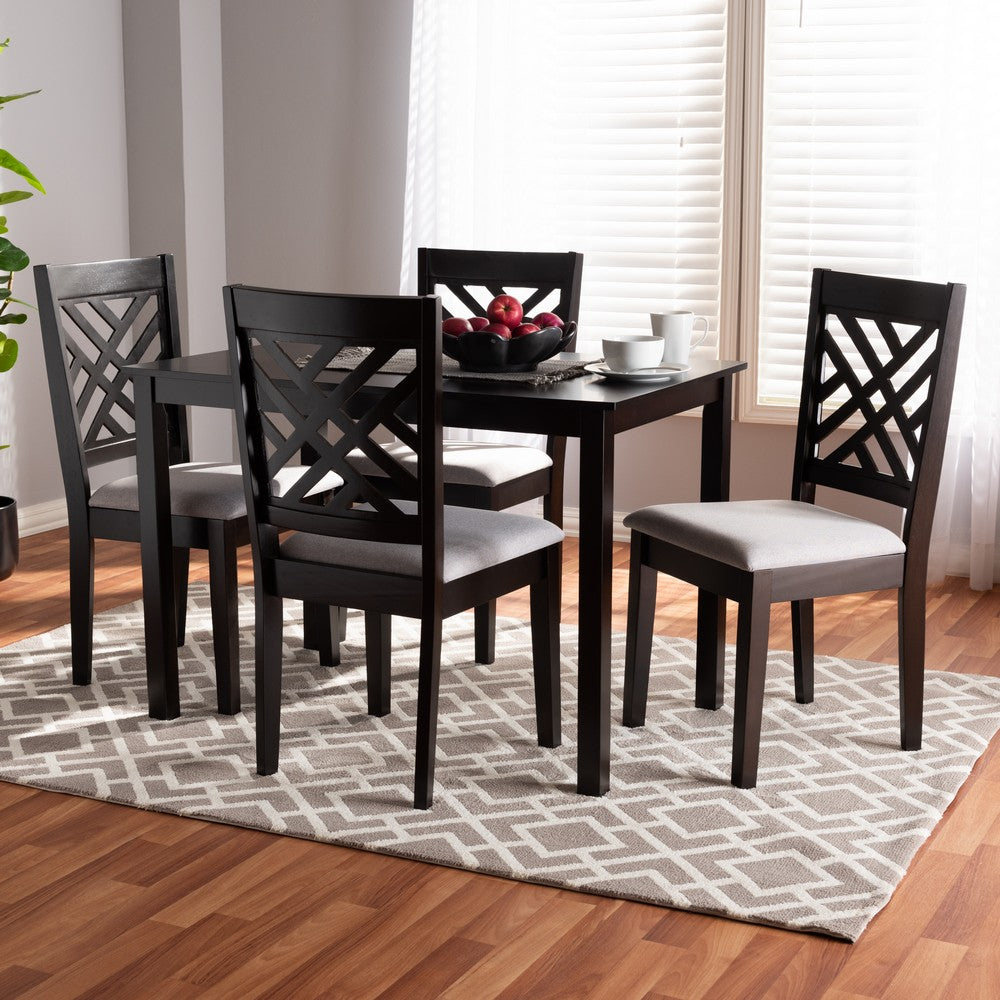 Baxton Studio - Caron Dining Set in Gray/Espresso - RH317C-Grey/Dark Brown-5PC Dining Set view 3