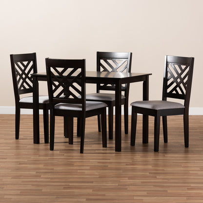 Baxton Studio - Caron Dining Set in Gray/Espresso - RH317C-Grey/Dark Brown-5PC Dining Set view 4