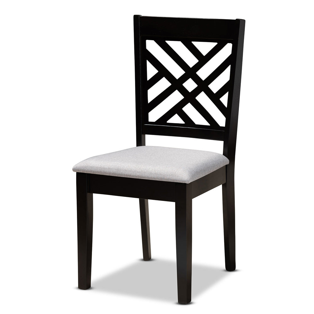 Baxton Studio - Caron Dining Set in Grey/Espresso - RH317C-Grey/Dark Brown-7PC Dining Set view 2