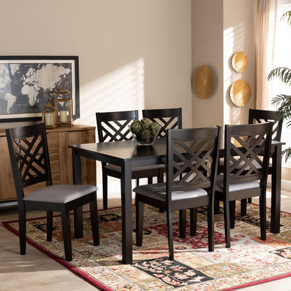 Baxton Studio - Caron Dining Set in Grey/Espresso - RH317C-Grey/Dark Brown-7PC Dining Set view 5