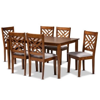 Baxton Studio - Caron Dining Set in Grey/Walnut Brown - RH317C-Grey/Walnut-DC-7PC Dining Set view 1