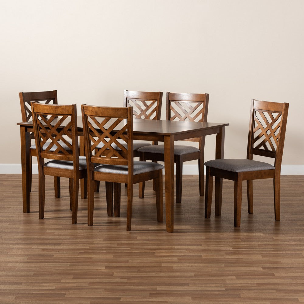 Baxton Studio - Caron Dining Set in Grey/Walnut Brown - RH317C-Grey/Walnut-DC-7PC Dining Set view 8