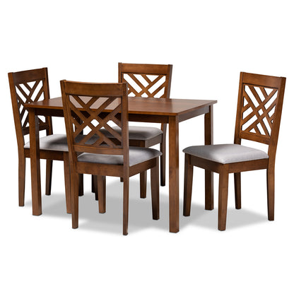 Baxton Studio - Caron Dining Set in Grey/Walnut - RH317C-Grey/Walnut-5PC Dining Set view 1
