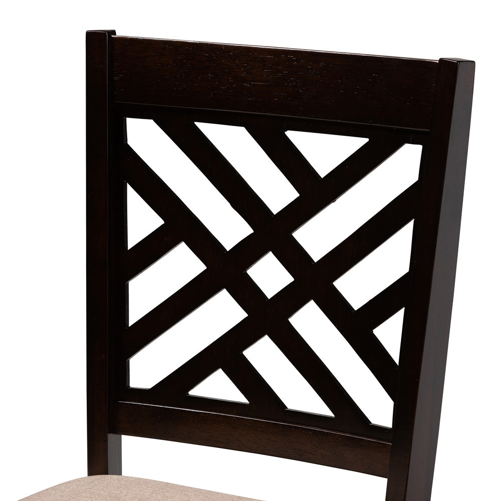 Baxton Studio - Caron Dining Set in Sand Brown/Espresso - RH317C-Sand/Dark Brown-5PC Dining Set view 2