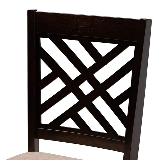 Baxton Studio - Caron Dining Set in Sand Brown/Espresso - RH317C-Sand/Dark Brown-5PC Dining Set view 2