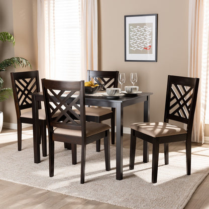 Baxton Studio - Caron Dining Set in Sand Brown/Espresso - RH317C-Sand/Dark Brown-5PC Dining Set view 3