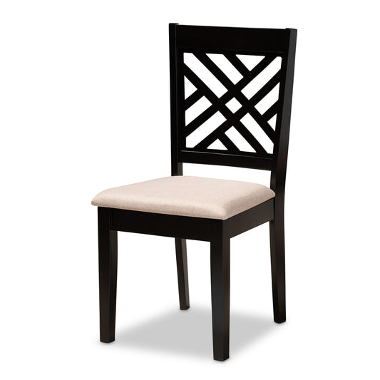 Baxton Studio - Caron Dining Set in Sand Brown/Espresso - RH317C-Sand/Dark Brown-7PC Dining Set view 2