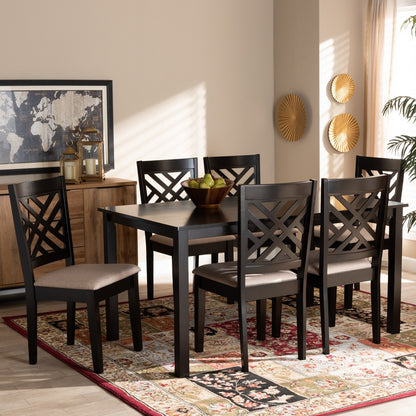 Baxton Studio - Caron Dining Set in Sand Brown/Espresso - RH317C-Sand/Dark Brown-7PC Dining Set view 5