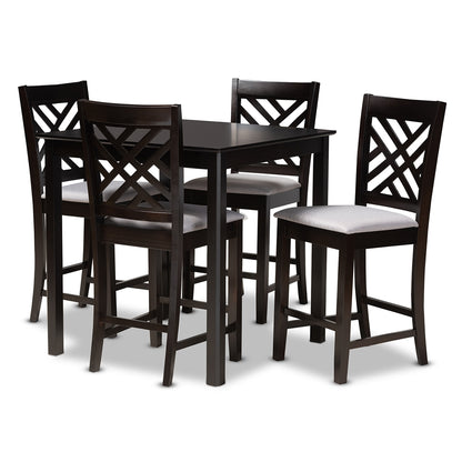 Baxton Studio - Caron Pub Set in Gray/Espresso - RH317P-Grey/Dark Brown-5PC Pub Set view 1