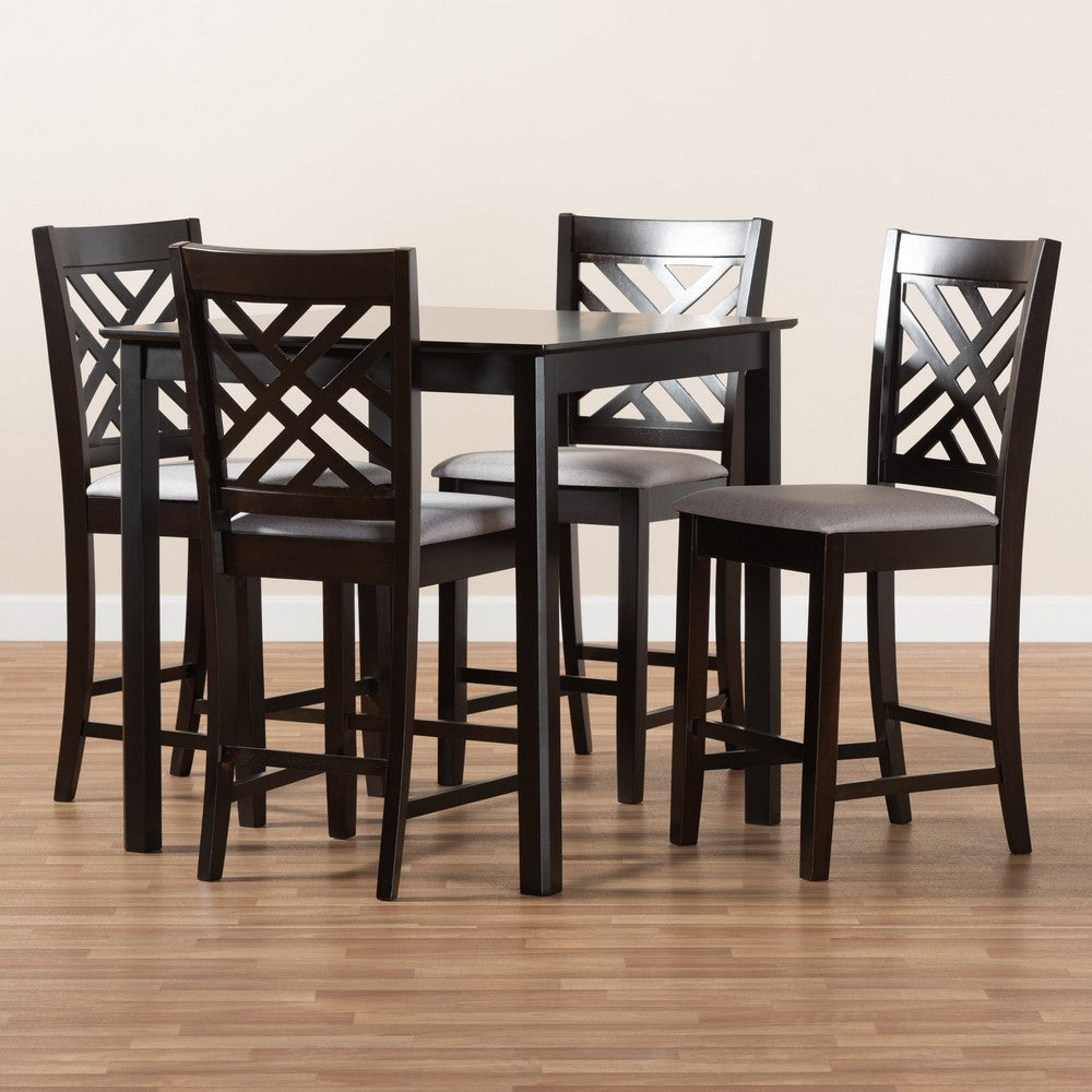 Baxton Studio - Caron Pub Set in Gray/Espresso - RH317P-Grey/Dark Brown-5PC Pub Set view 5