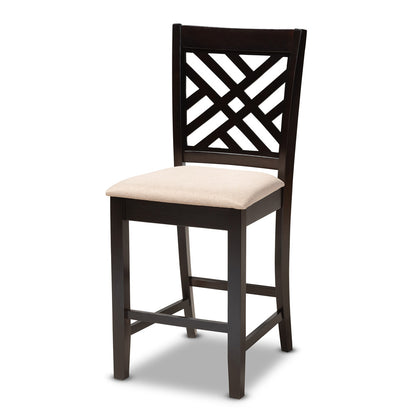 Baxton Studio - Caron Pub Set in Sand/Espresso - RH317P-Sand/Dark Brown-5PC Pub Set view 2