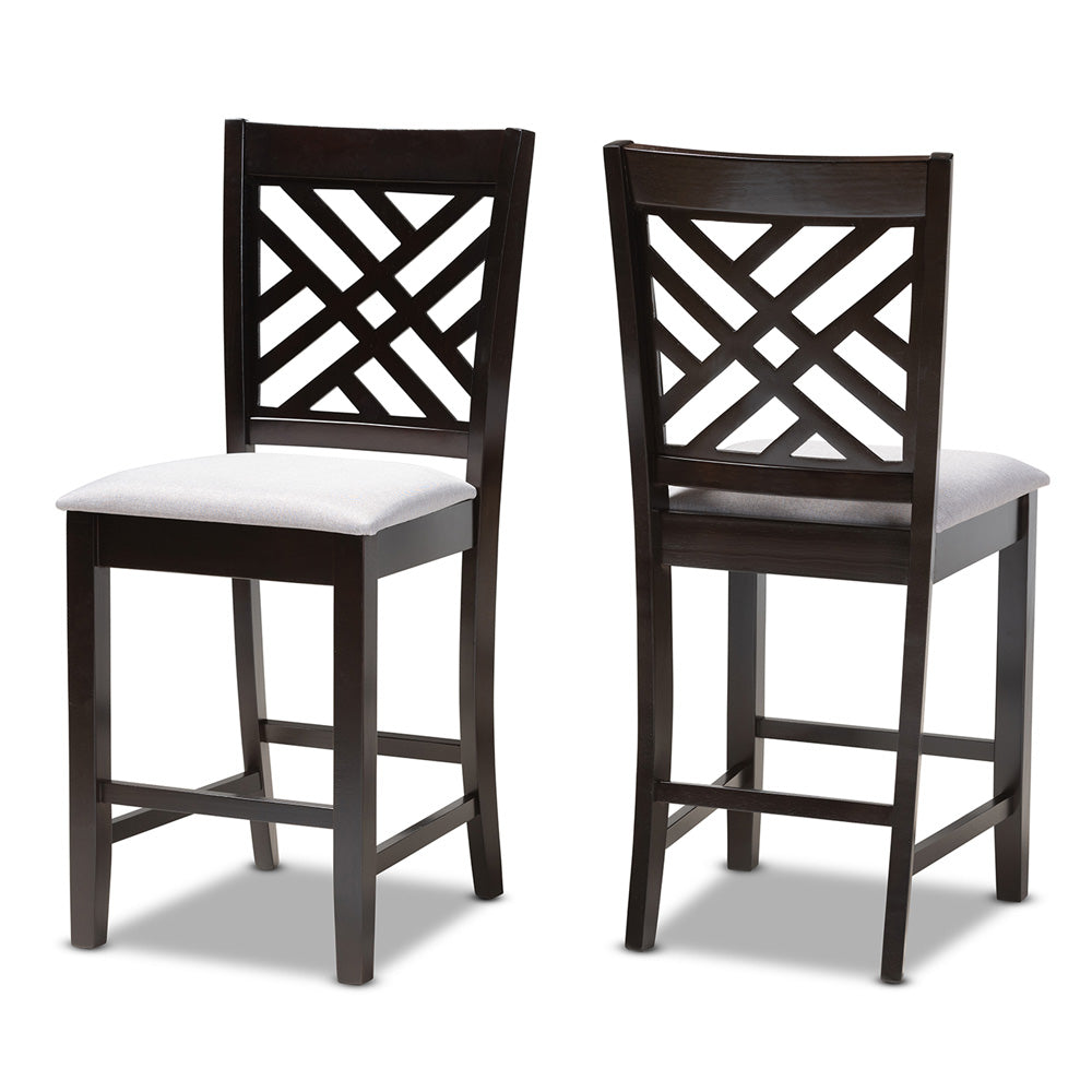 Baxton Studio - Caron Set of 2 Counter Stools in Gray/Espresso - RH317P-Grey/Dark Brown-PC view 1