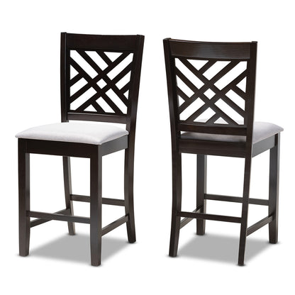 Baxton Studio - Caron Set of 2 Counter Stools in Gray/Espresso - RH317P-Grey/Dark Brown-PC view 1