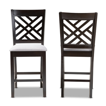 Baxton Studio - Caron Set of 2 Counter Stools in Gray/Espresso - RH317P-Grey/Dark Brown-PC view 2