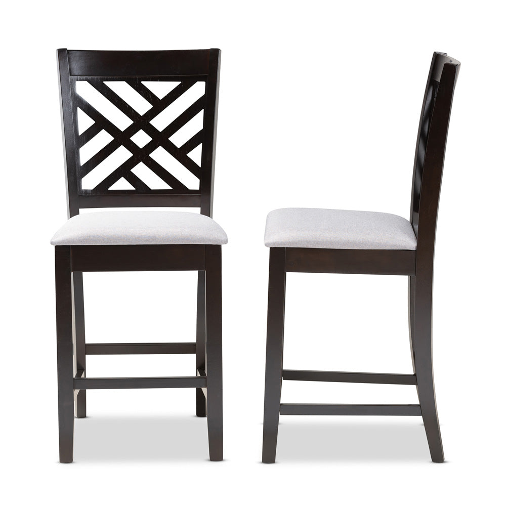 Baxton Studio - Caron Set of 2 Counter Stools in Gray/Espresso - RH317P-Grey/Dark Brown-PC view 3
