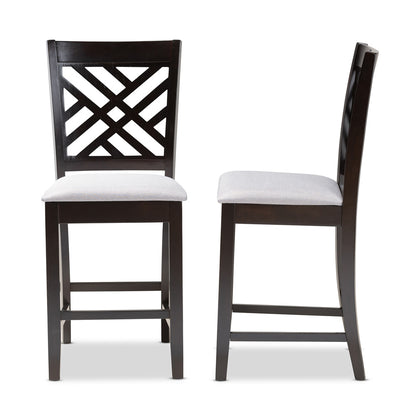 Baxton Studio - Caron Set of 2 Counter Stools in Gray/Espresso - RH317P-Grey/Dark Brown-PC view 3