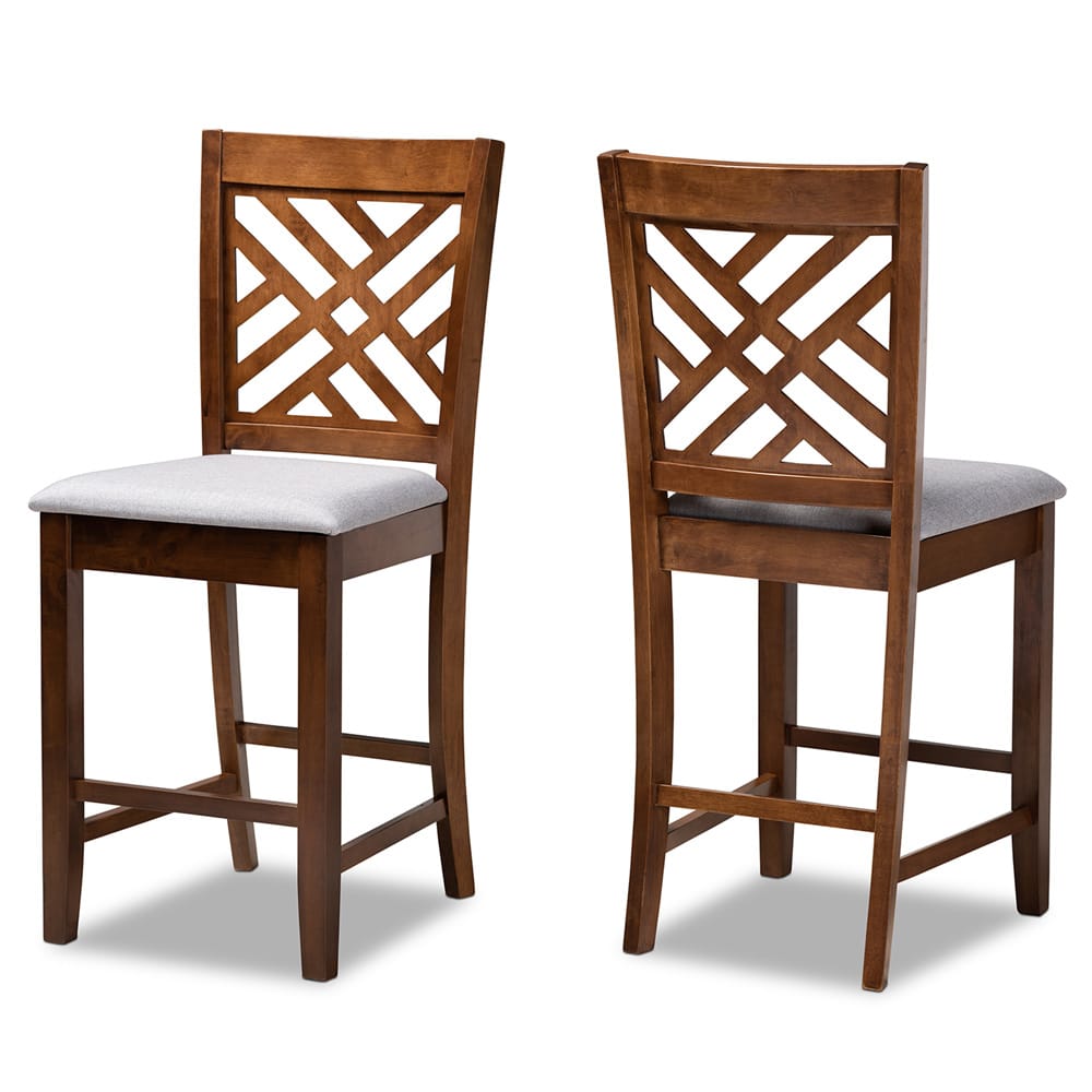 Baxton Studio - Caron Set of 2 Counter Stools in Grey/Walnut - RH317P-Grey/Walnut-PC view 1