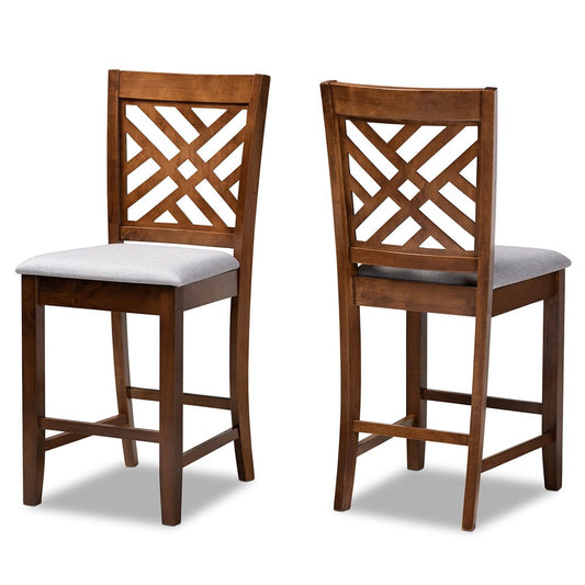 Baxton Studio - Caron Set of 2 Counter Stools in Grey/Walnut - RH317P-Grey/Walnut-PC view 1