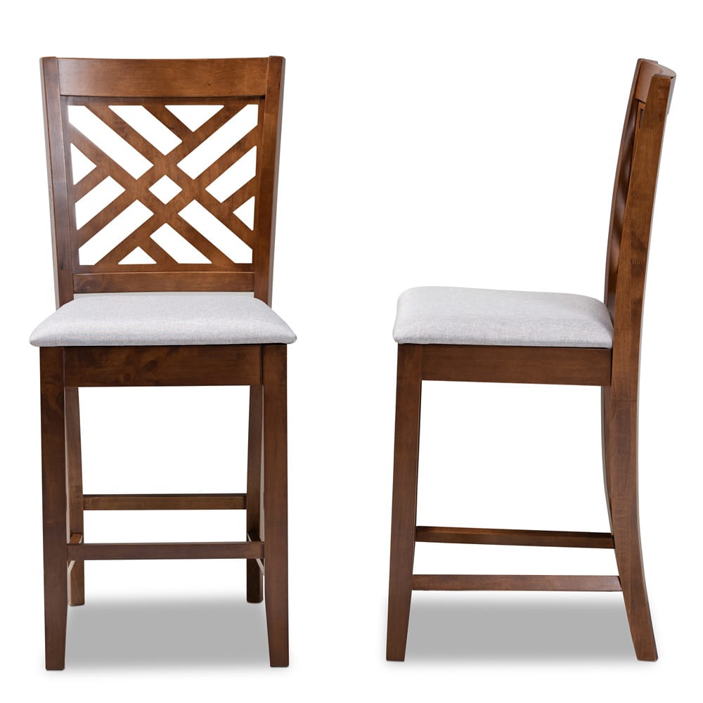 Baxton Studio - Caron Set of 2 Counter Stools in Grey/Walnut - RH317P-Grey/Walnut-PC view 3