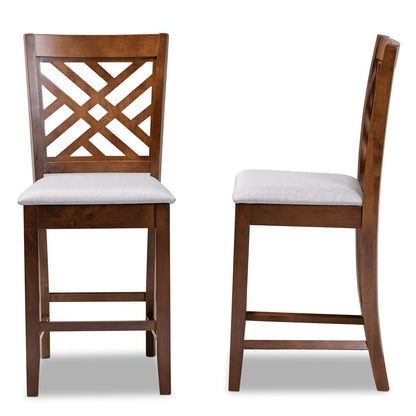 Baxton Studio - Caron Set of 2 Counter Stools in Grey/Walnut - RH317P-Grey/Walnut-PC view 3