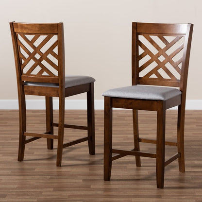 Baxton Studio - Caron Set of 2 Counter Stools in Grey/Walnut - RH317P-Grey/Walnut-PC view 7