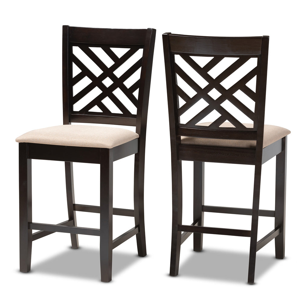 Baxton Studio - Caron Set of 2 Counter Stools in Sand Brown/Espresso - RH317P-Sand/Dark Brown-PC view 1