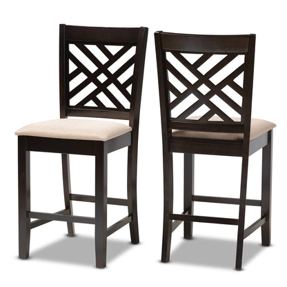 Baxton Studio - Caron Set of 2 Counter Stools in Sand Brown/Espresso - RH317P-Sand/Dark Brown-PC view 1