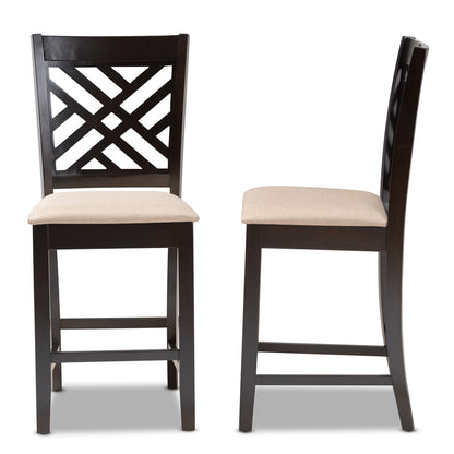 Baxton Studio - Caron Set of 2 Counter Stools in Sand Brown/Espresso - RH317P-Sand/Dark Brown-PC view 3