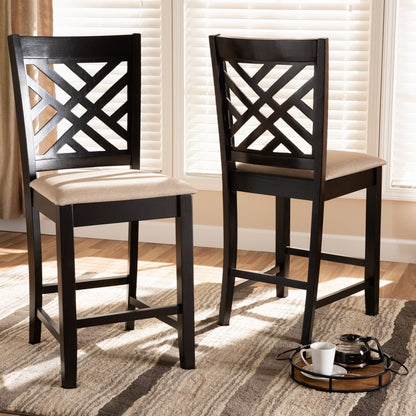 Baxton Studio - Caron Set of 2 Counter Stools in Sand Brown/Espresso - RH317P-Sand/Dark Brown-PC view 5