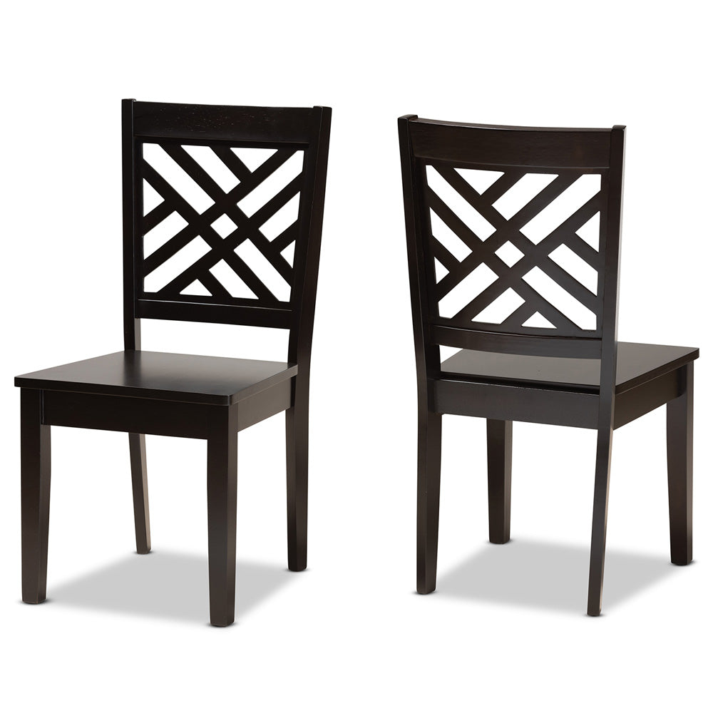 Baxton Studio - Caron Set of 2 Dining Chairs in Dark Brown - RH317C-Dark Brown Wood Flat Seat-DC-2PK view 1