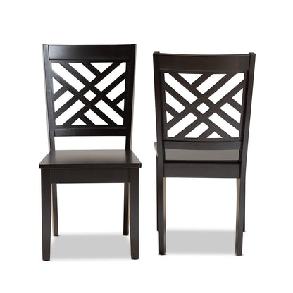 Baxton Studio - Caron Set of 2 Dining Chairs in Dark Brown - RH317C-Dark Brown Wood Flat Seat-DC-2PK view 2