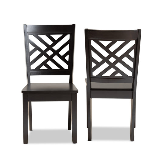Baxton Studio - Caron Set of 2 Dining Chairs in Dark Brown - RH317C-Dark Brown Wood Flat Seat-DC-2PK view 2