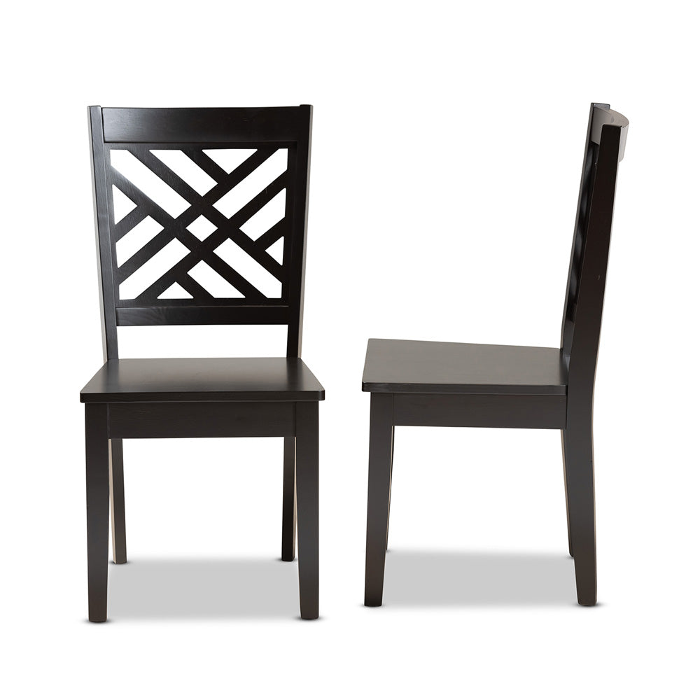 Baxton Studio - Caron Set of 2 Dining Chairs in Dark Brown - RH317C-Dark Brown Wood Flat Seat-DC-2PK view 3