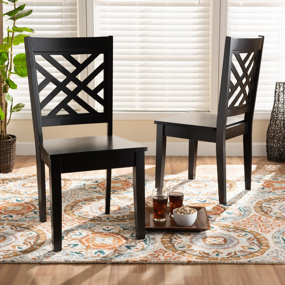 Baxton Studio - Caron Set of 2 Dining Chairs in Dark Brown - RH317C-Dark Brown Wood Flat Seat-DC-2PK view 6