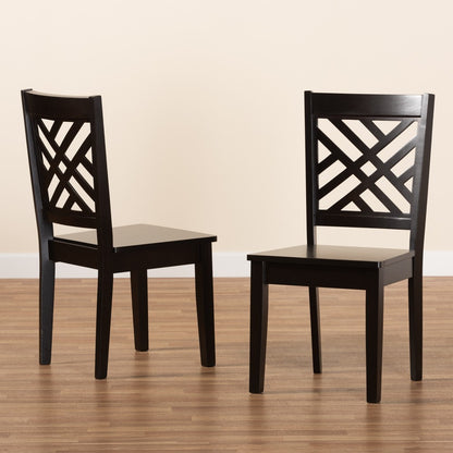 Baxton Studio - Caron Set of 2 Dining Chairs in Dark Brown - RH317C-Dark Brown Wood Flat Seat-DC-2PK view 7