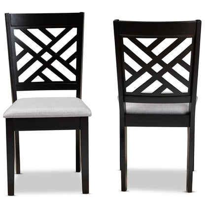 Baxton Studio - Caron Set of 2 Dining Chairs in Grey/Espresso - RH317C-Grey/Dark Brown-DC-2PK view 2