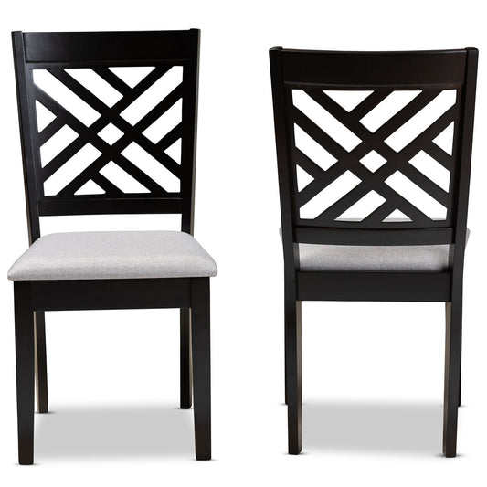 Baxton Studio - Caron Set of 2 Dining Chairs in Grey/Espresso - RH317C-Grey/Dark Brown-DC-2PK view 2