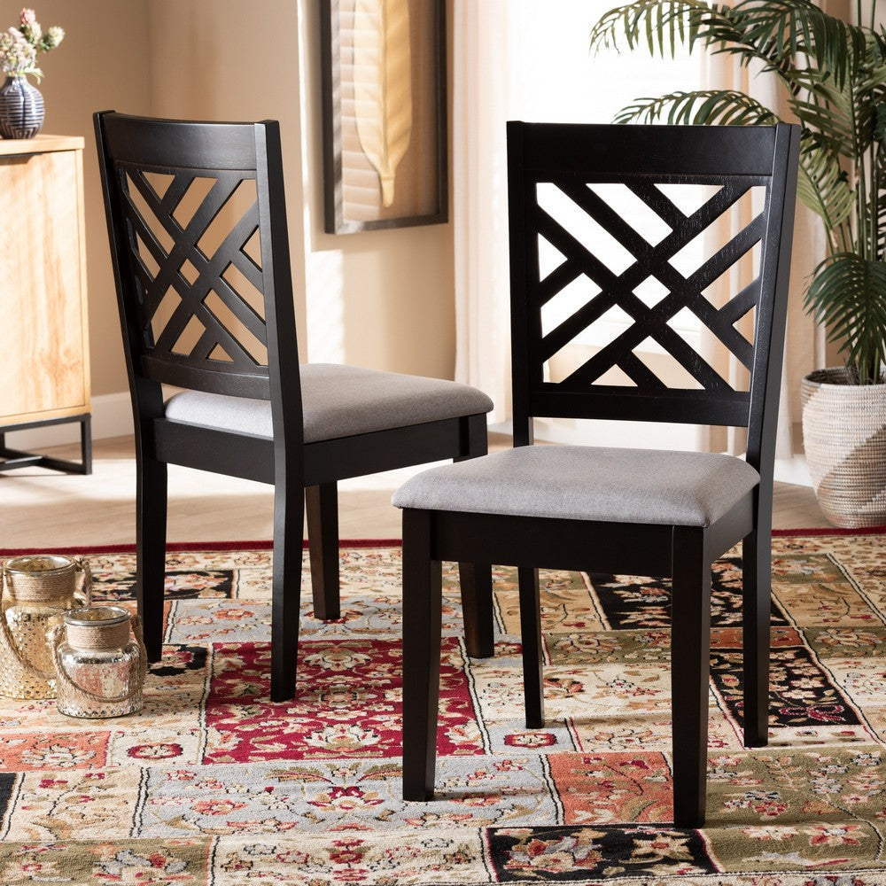 Baxton Studio - Caron Set of 2 Dining Chairs in Grey/Espresso - RH317C-Grey/Dark Brown-DC-2PK view 5