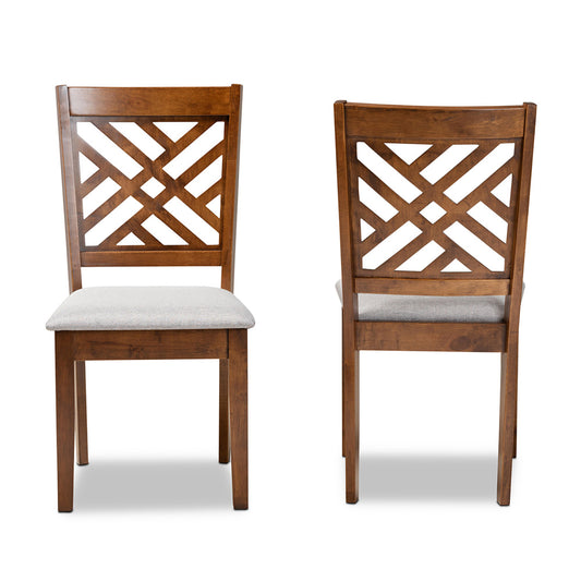 Baxton Studio - Caron Set of 2 Dining Chairs in Grey/Walnut Brown - RH317C-Grey/Walnut-DC-2PK view 2