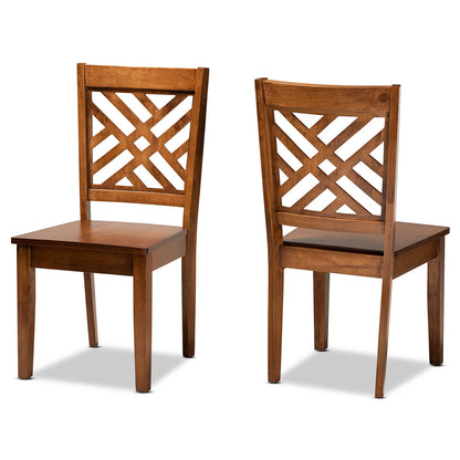 Baxton Studio - Caron Set of 2 Dining Chairs in Walnut Brown - RH317C-Walnut Wood Flat Seat-DC-2PK view 1