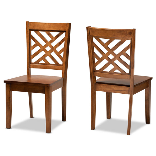 Baxton Studio - Caron Set of 2 Dining Chairs in Walnut Brown - RH317C-Walnut Wood Flat Seat-DC-2PK view 1
