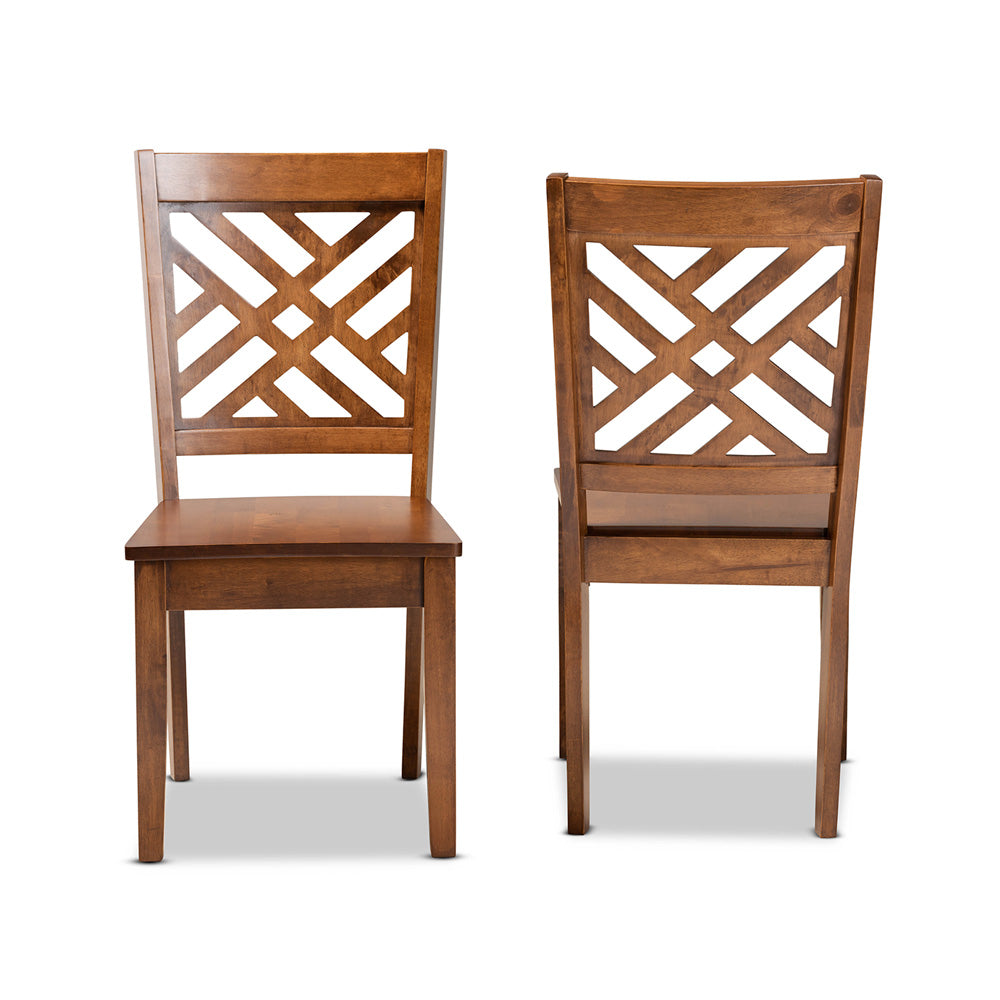 Baxton Studio - Caron Set of 2 Dining Chairs in Walnut Brown - RH317C-Walnut Wood Flat Seat-DC-2PK view 2