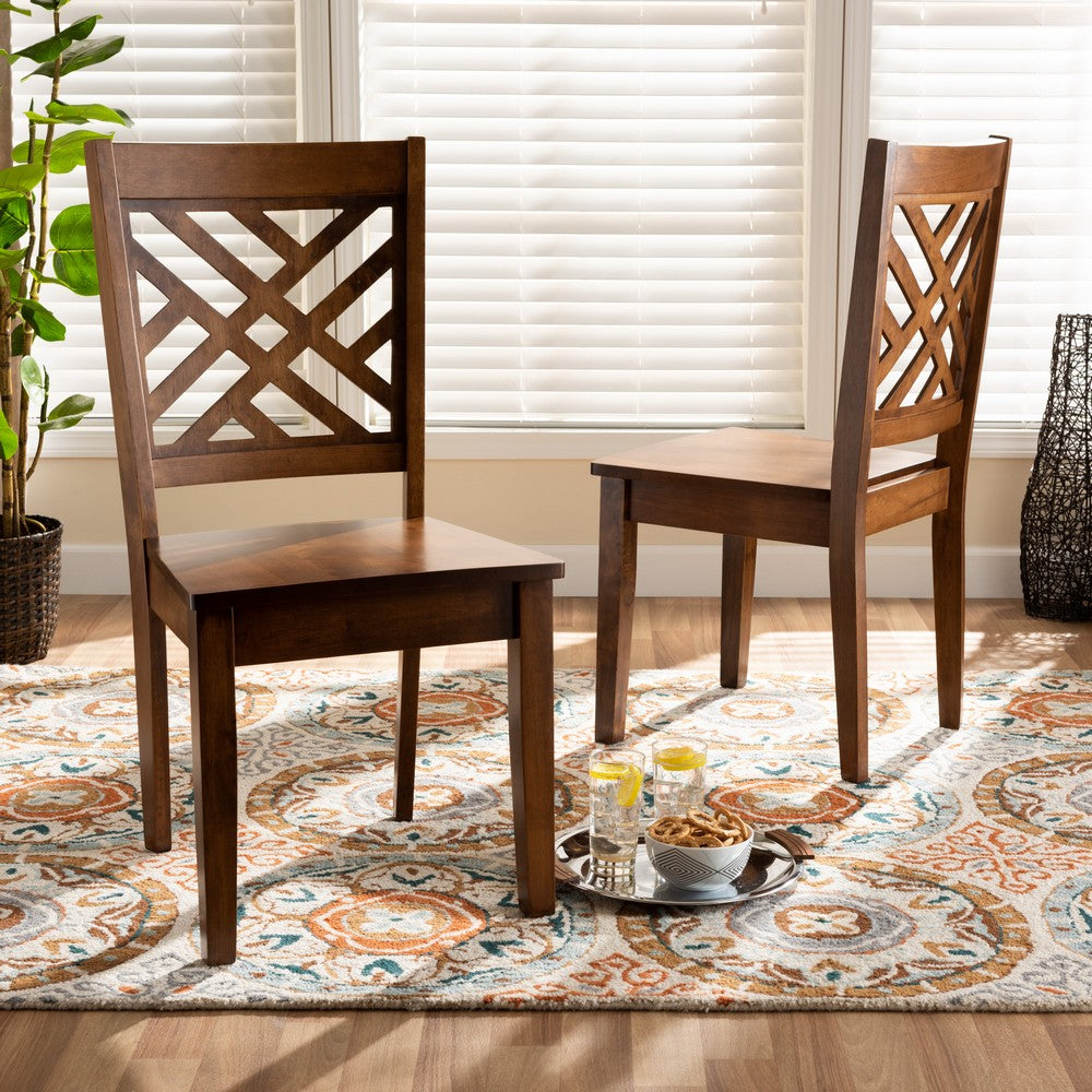 Baxton Studio - Caron Set of 2 Dining Chairs in Walnut Brown - RH317C-Walnut Wood Flat Seat-DC-2PK view 6