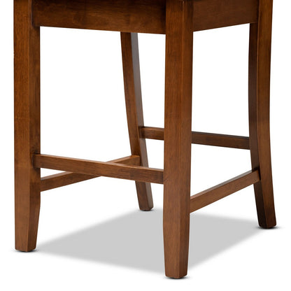 Baxton Studio - Caron Set of 2 Pub Stools in Walnut Brown - RH317P-Walnut Wood Flat Seat-PC view 5
