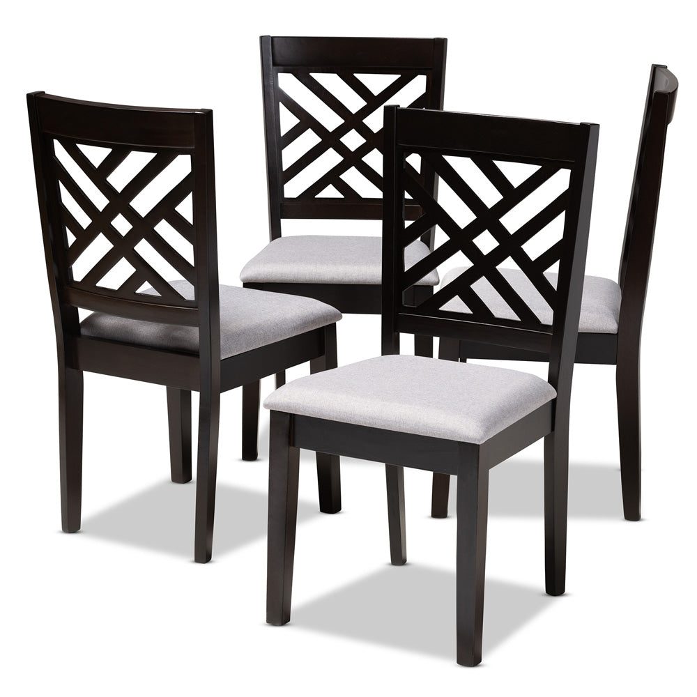 Baxton Studio - Caron Set of 4 Dining Chairs in Gray/Espresso - RH317C-Grey/Dark Brown-DC-4PK view 1