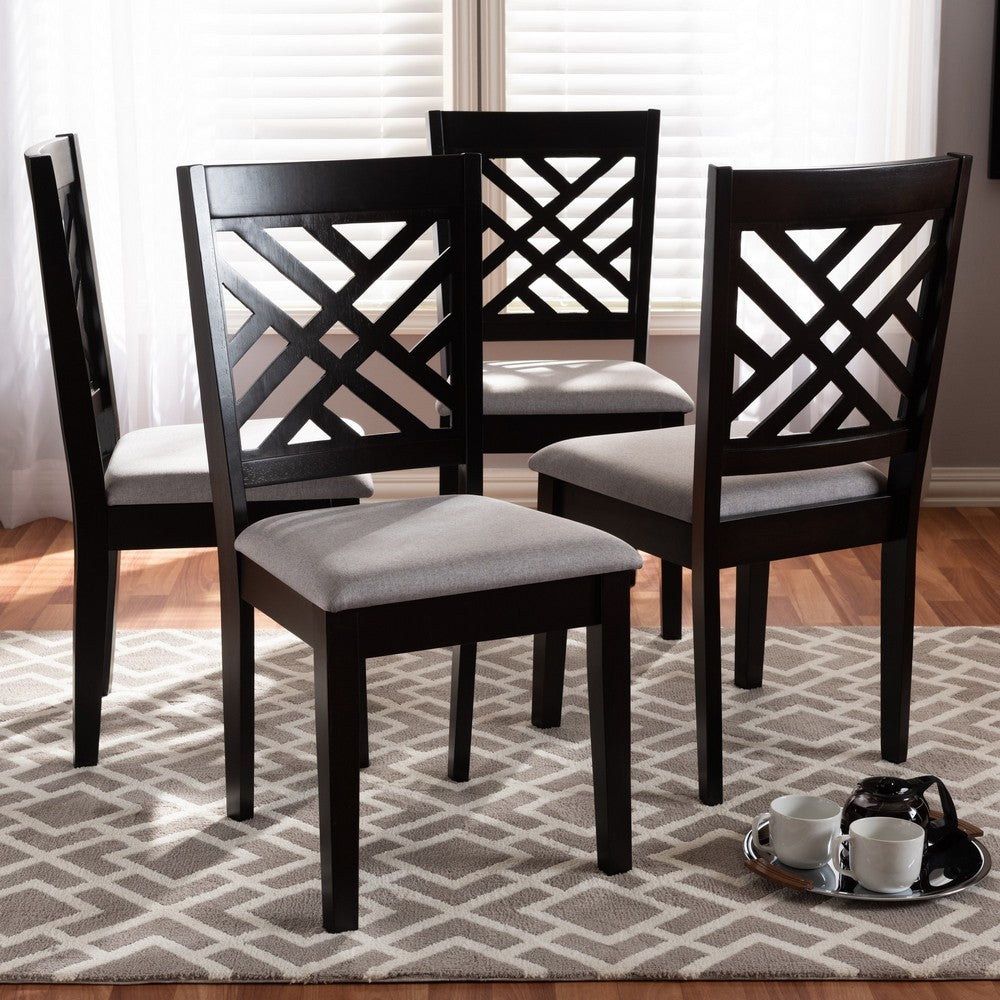 Baxton Studio - Caron Set of 4 Dining Chairs in Gray/Espresso - RH317C-Grey/Dark Brown-DC-4PK view 5
