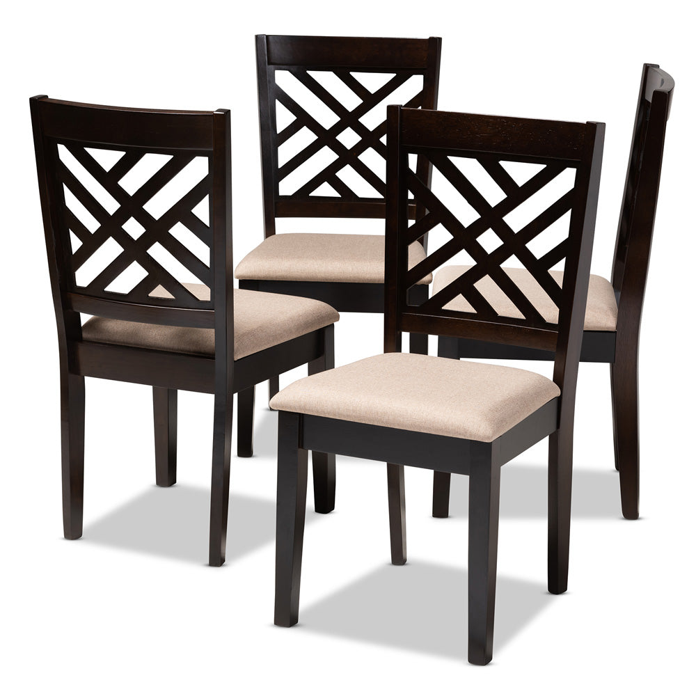 Baxton Studio - Caron Set of 4 Dining Chairs in Sand Brown/Espresso - RH317C-Sand/Dark Brown-DC-4PK view 1