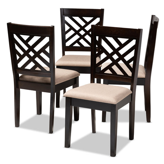 Baxton Studio - Caron Set of 4 Dining Chairs in Sand Brown/Espresso - RH317C-Sand/Dark Brown-DC-4PK view 1